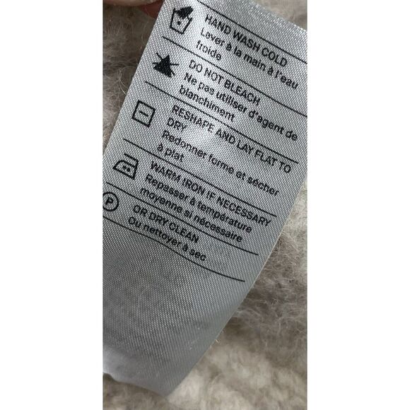 Vince Alpaca Cropped Rib Cardigan Sweater in Heather Oatmeal Women’s Size XL - Picture 10 of 11